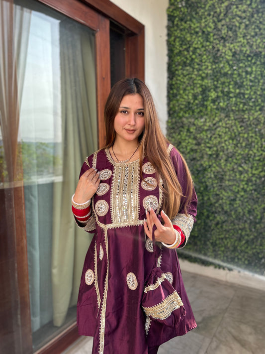 "Mirror Work Purple Heavy Co-ord Set"