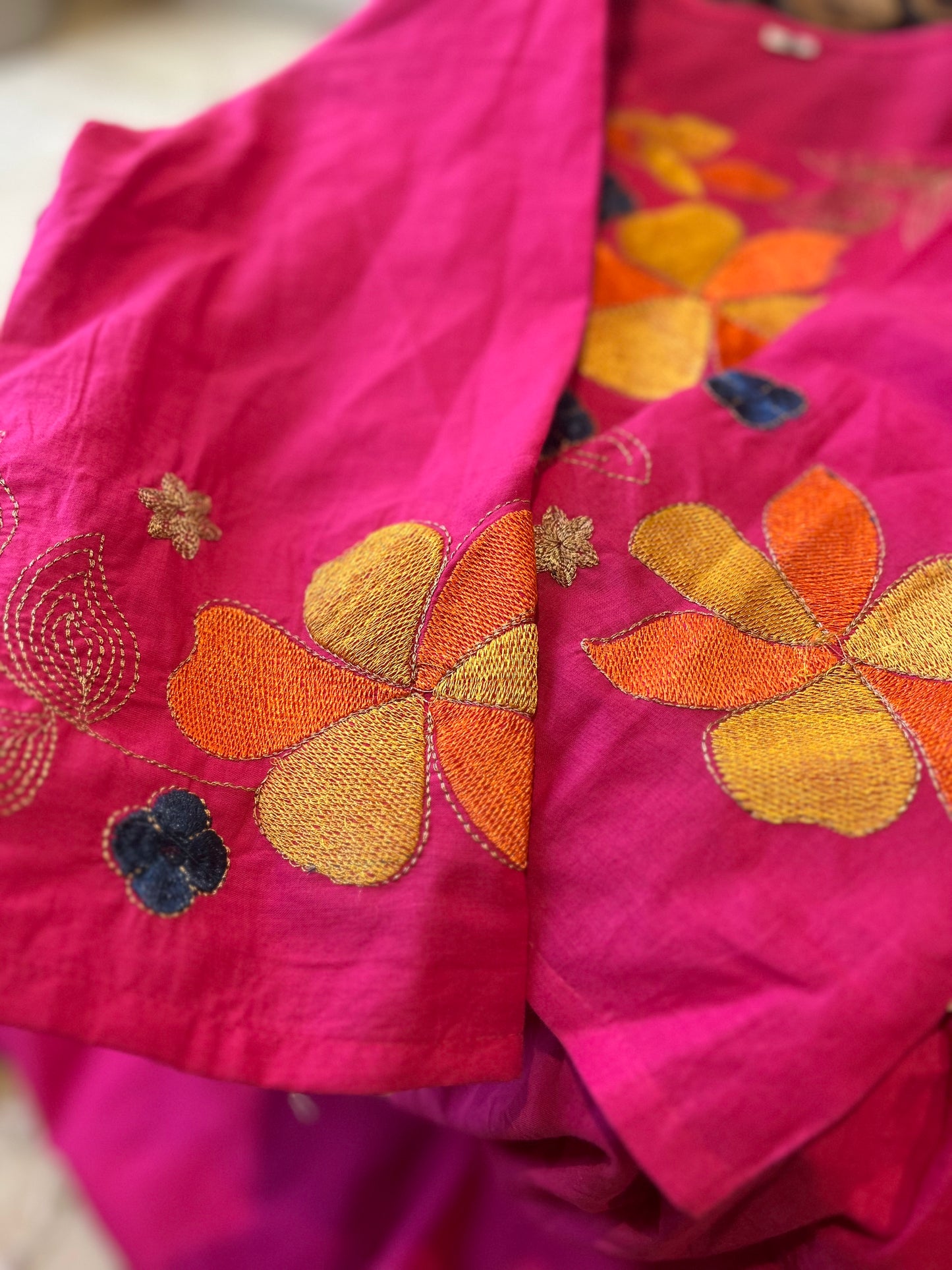 "Blush Elegance: Embroidered Cotton Anarkali 3-Piece Set"